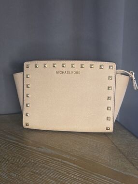 Michael Kors Nude Studded Saffiano Crossbody